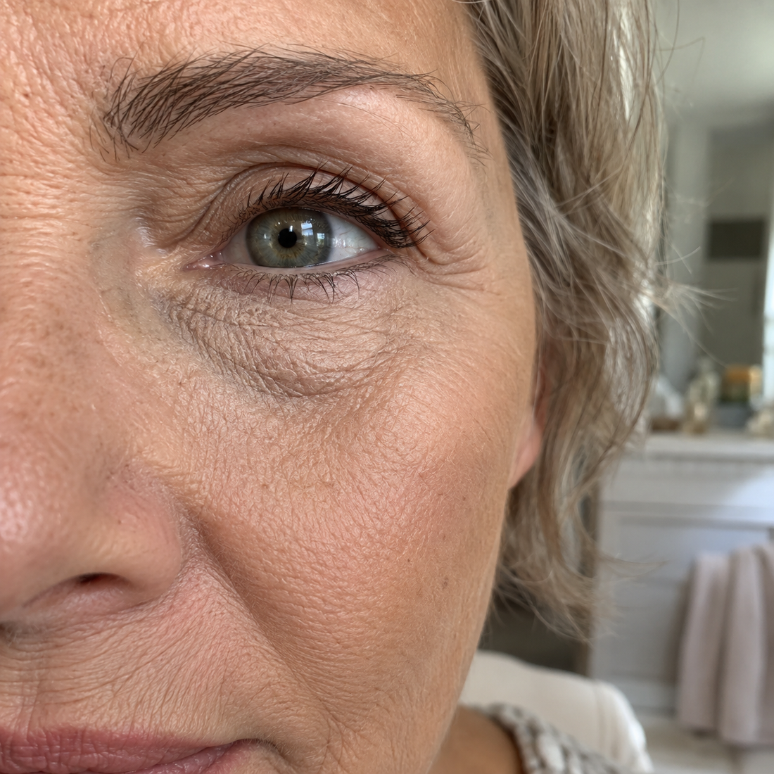 Dry-looking makeup texture before targeted preparation