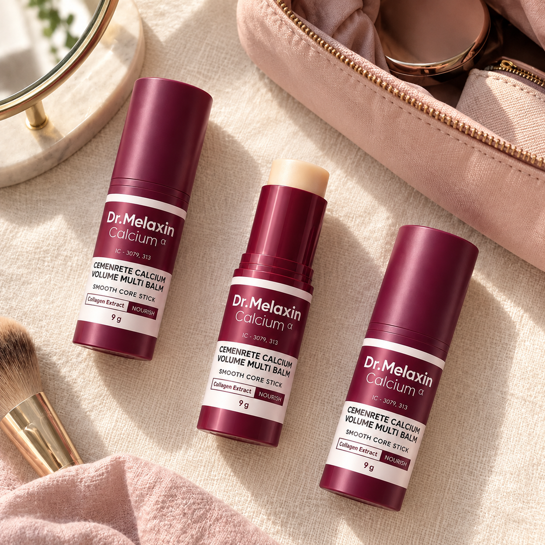 Three full-size Dr. Melaxin balm sticks